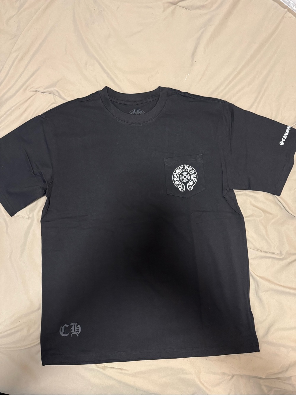 Chrome Hearts Black Short Sleeve Pocket Tee with White Graphics Unisex Size XL